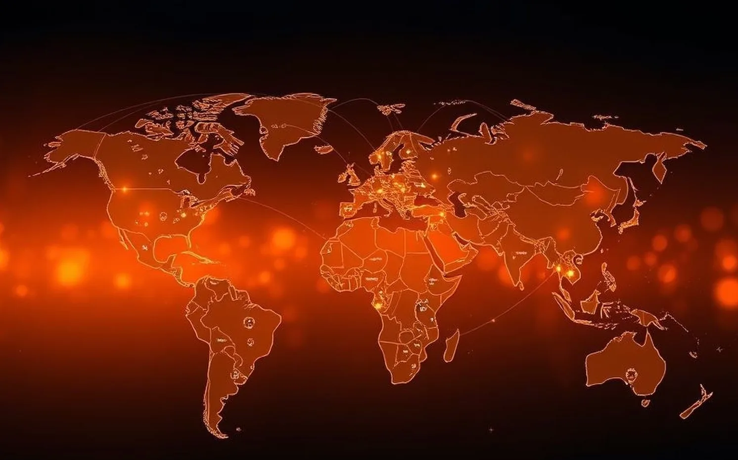 global supply chain network world map illustration
